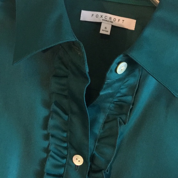 NWT Foxcroft Ruffle Front Shirt Button Top Blouse - Picture 4 of 6